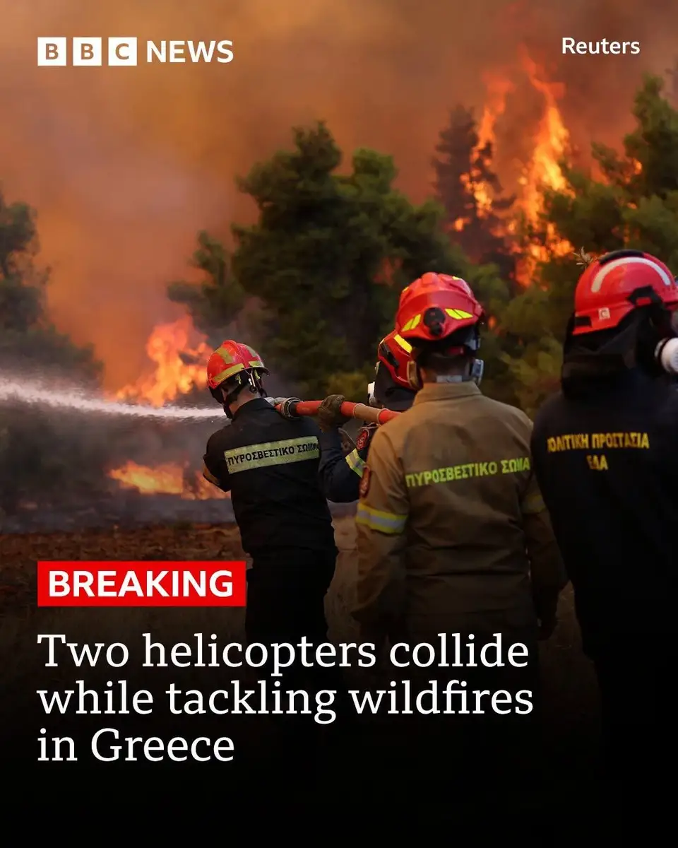 Search and Rescue Operation Under Way After Two Firefighting Helicopters Crash While Battling Greek Wildfires