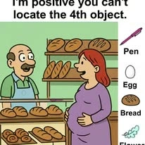 Find Pen, Egg, Bread, Flower