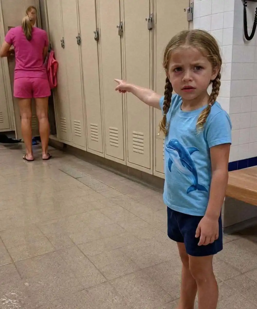 My five-year-old tugged my arm in the pool changing room and whispered, Mommy