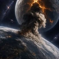 outer space, crater and eclipse