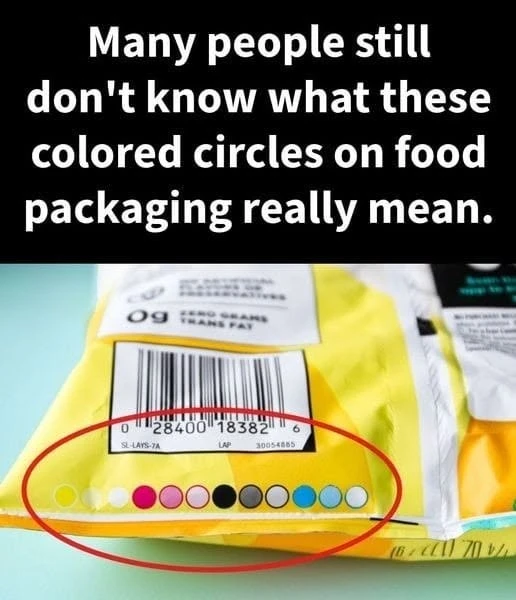 Qué son los círculos de colores impresos en los envases